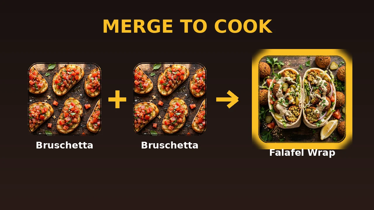 Merge Kitchen — slide and merge dishes from Bruschetta to a Seafood Paella feast